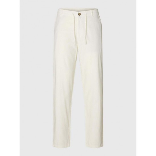SELECTED Ανδρικό Λινό Παντελόνι Slimtape Brody Linen Pant 16087636-Cloud Dancer(Λευκό)
