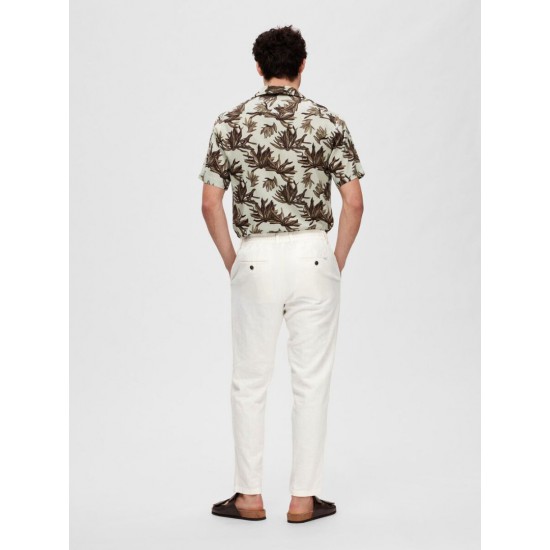 SELECTED Ανδρικό Λινό Παντελόνι Slimtape Brody Linen Pant 16087636-Cloud Dancer(Λευκό)