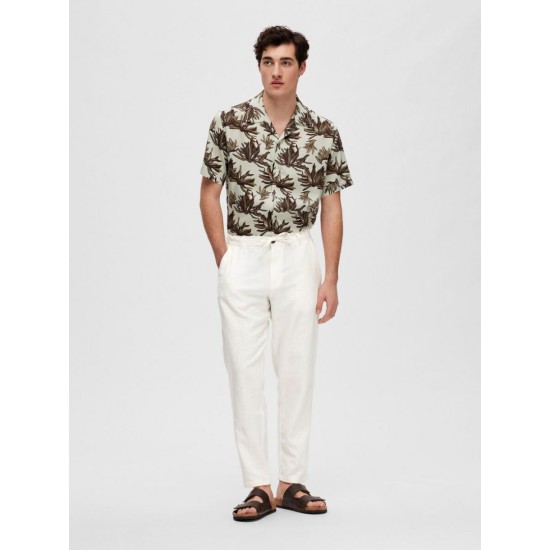 SELECTED Ανδρικό Λινό Παντελόνι Slimtape Brody Linen Pant 16087636-Cloud Dancer(Λευκό)