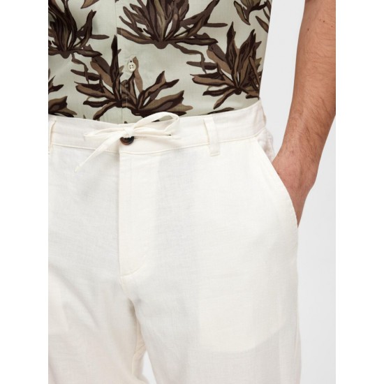SELECTED Ανδρικό Λινό Παντελόνι Slimtape Brody Linen Pant 16087636-Cloud Dancer(Λευκό)