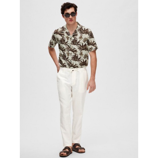 SELECTED Ανδρικό Λινό Παντελόνι Slimtape Brody Linen Pant 16087636-Cloud Dancer(Λευκό)