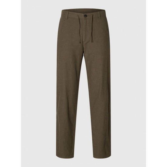 SELECTED Ανδρικό Λινό Παντελόνι Slimtape Brody Linen Pant 16087636-Forest Night(Χακί)