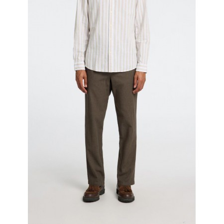 SELECTED Ανδρικό Λινό Παντελόνι Slimtape Brody Linen Pant 16087636-Forest Night(Χακί)