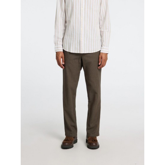 SELECTED Ανδρικό Λινό Παντελόνι Slimtape Brody Linen Pant 16087636-Forest Night(Χακί)