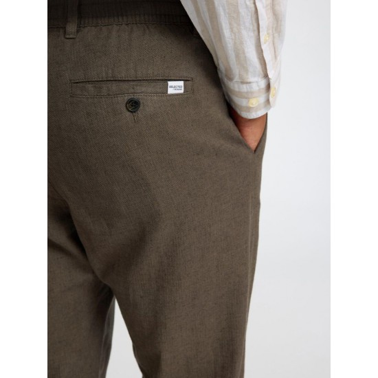 SELECTED Ανδρικό Λινό Παντελόνι Slimtape Brody Linen Pant 16087636-Forest Night(Χακί)