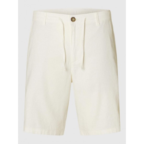 SELECTED Ανδρική Λινό Βερμούδα Brody Linen Shorts 16087638-Cloud Dancer(Λευκό)