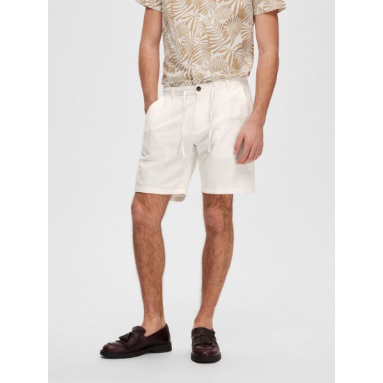 SELECTED Ανδρική Λινό Βερμούδα Brody Linen Shorts 16087638-Cloud Dancer(Λευκό)