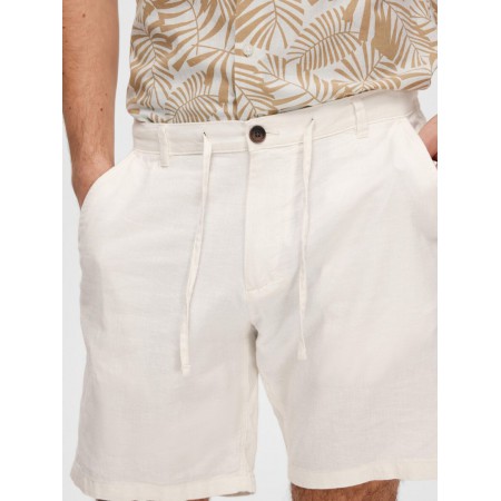 SELECTED Ανδρική Λινό Βερμούδα Brody Linen Shorts 16087638-Cloud Dancer(Λευκό)