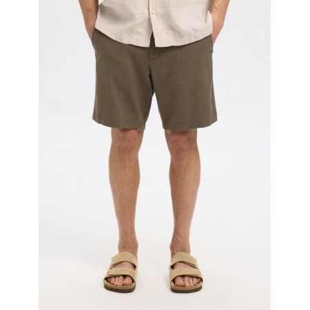SELECTED Ανδρική Λινό Βερμούδα Brody Linen Shorts 16087638-Forest Night(Λαδί)