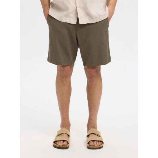 SELECTED Ανδρική Λινό Βερμούδα Brody Linen Shorts 16087638-Forest Night(Λαδί)