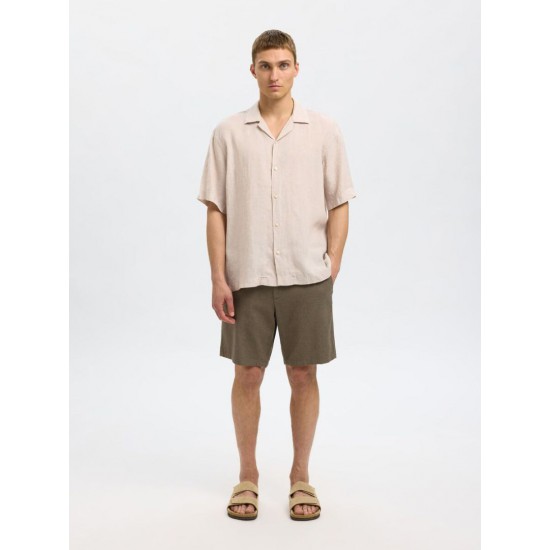 SELECTED Ανδρική Λινό Βερμούδα Brody Linen Shorts 16087638-Forest Night(Λαδί)