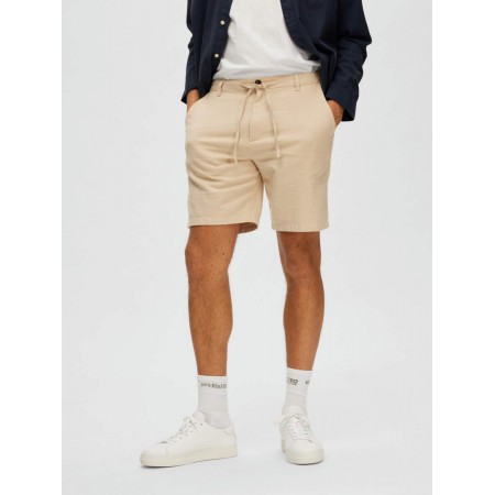 SELECTED Ανδρική Λινό Βερμούδα Brody Linen Shorts 16087638-Oatmeal(Μπεζ)