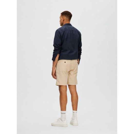 SELECTED Ανδρική Λινό Βερμούδα Brody Linen Shorts 16087638-Oatmeal(Μπεζ)