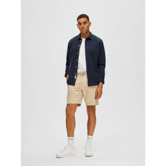 SELECTED Ανδρική Λινό Βερμούδα Brody Linen Shorts 16087638-Oatmeal(Μπεζ)