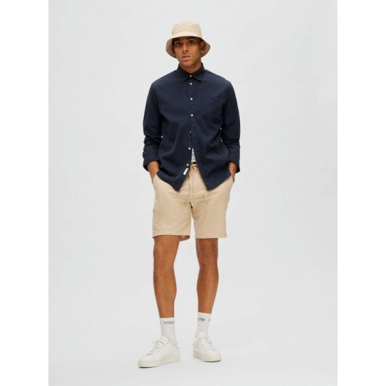 SELECTED Ανδρική Λινό Βερμούδα Brody Linen Shorts 16087638-Oatmeal(Μπεζ)
