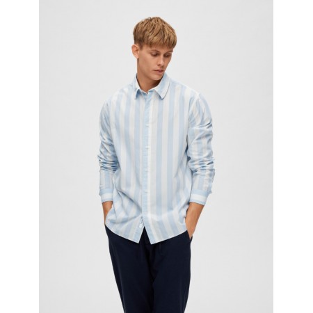 SELECTED Ανδρικό Πουκάμισο Ριγέ REGREDSTER SHIRT STRIPE LS 16088289-Cashmere Blue