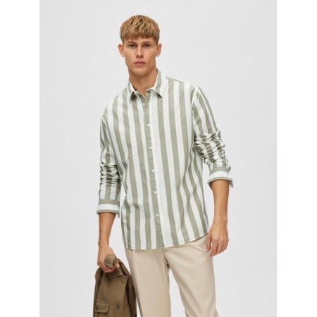 SELECTED Ανδρικό Πουκάμισο Ριγέ REGREDSTER SHIRT STRIPE LS 16088289-Vetiver 