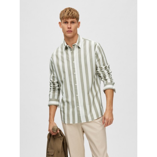 SELECTED Ανδρικό Πουκάμισο Ριγέ REGREDSTER SHIRT STRIPE LS 16088289-Vetiver