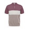 SELECTED Ανδρικό Κλώστινο Polo Μπλουζάκι MATTIS SS KNIT BLOCK POLO 16088615-Wistful Mauve Fog Mel / Cloud Dancer