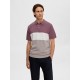 SELECTED Ανδρικό Κλώστινο Polo Μπλουζάκι MATTIS SS KNIT BLOCK POLO 16088615-Wistful Mauve Fog Mel / Cloud Dancer