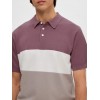 SELECTED Ανδρικό Κλώστινο Polo Μπλουζάκι MATTIS SS KNIT BLOCK POLO 16088615-Wistful Mauve Fog Mel / Cloud Dancer