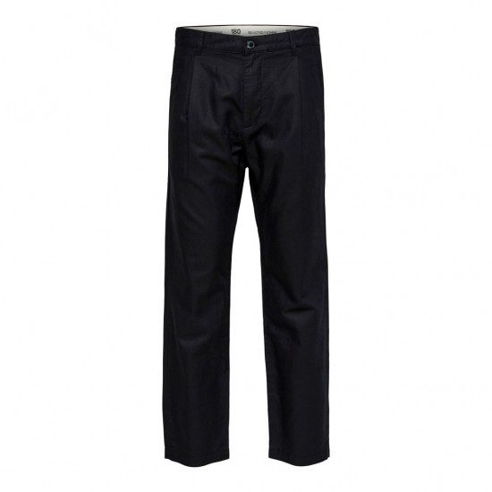 SELECTED Ανδρικό Chino Παντελόνι Λινό SLIMTAPE-JONES 172 LINEN PANT 16089420-Black