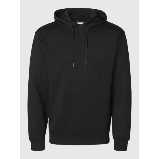 SELECTED Ανδρικό Φούτερ Μονόχρωμο Technical Casual Hoodie Regular Fit 16094482-Black (Μαύρο)