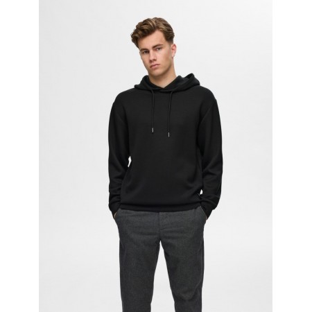 SELECTED Ανδρικό Φούτερ Μονόχρωμο Technical Casual Hoodie Regular Fit 16094482-Black (Μαύρο)