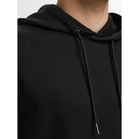 SELECTED Ανδρικό Φούτερ Μονόχρωμο Technical Casual Hoodie Regular Fit 16094482-Black (Μαύρο)