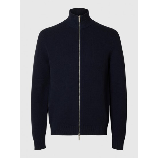 SELECTED Ανδρική Βαμβακερή Ζακέτα Full Zip Knit 16096883-Sky Captain (Μπλε)