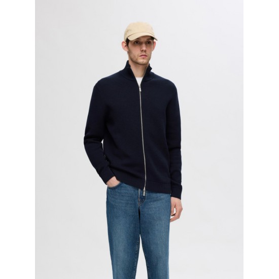 SELECTED Ανδρική Βαμβακερή Ζακέτα Full Zip Knit 16096883-Sky Captain (Μπλε)