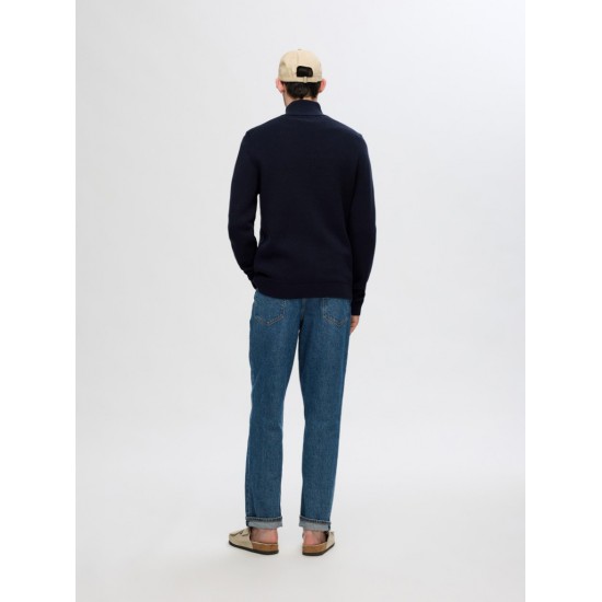 SELECTED Ανδρική Βαμβακερή Ζακέτα Full Zip Knit 16096883-Sky Captain (Μπλε)