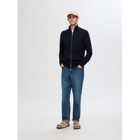 SELECTED Ανδρική Βαμβακερή Ζακέτα Full Zip Knit 16096883-Sky Captain (Μπλε)
