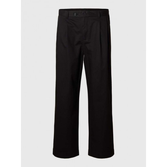 SELECTED Ανδρικό Παντελόνι Loose Adam Pleat Pant 16097542-Black (Μα΄ύρο)