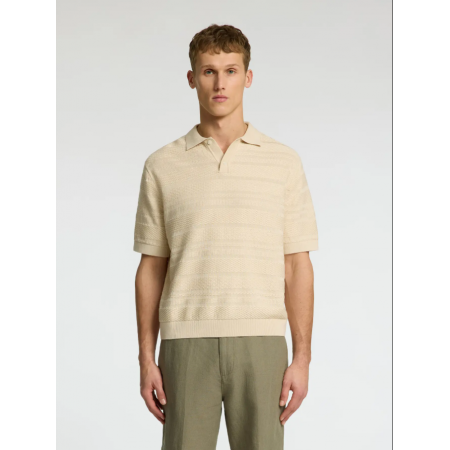 SELECTED Ανδρικό Κλώστινο SS Knit Relaxed Structure Polo 16097574-Oatmeal (Μπεζ) 