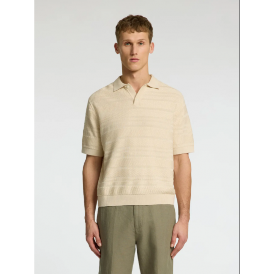 SELECTED Ανδρικό Κλώστινο SS Knit Relaxed Structure Polo 16097574-Oatmeal (Μπεζ)