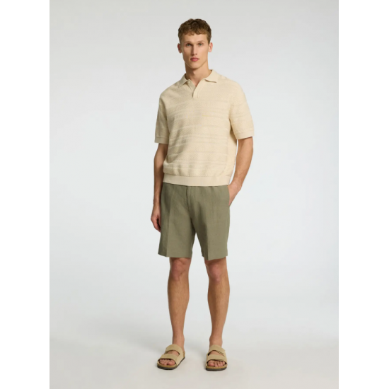 SELECTED Ανδρικό Κλώστινο SS Knit Relaxed Structure Polo 16097574-Oatmeal (Μπεζ)