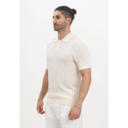 SELECTED Ανδρικό Κλώστινο Polo SS Knit Structure Polo 16097575-Egret (Εκρού) 