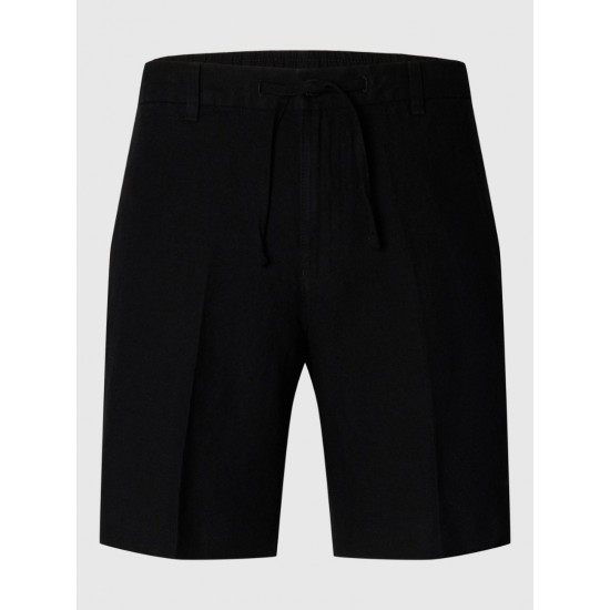 SELECTED Ανδρική Λινό Βερμούδα Leroy Sun Shorts 16097604-Black (Μαύρο)