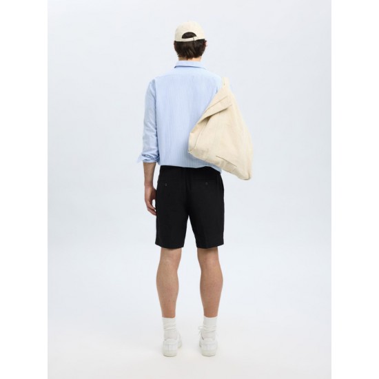 SELECTED Ανδρική Λινό Βερμούδα Leroy Sun Shorts 16097604-Black (Μαύρο)