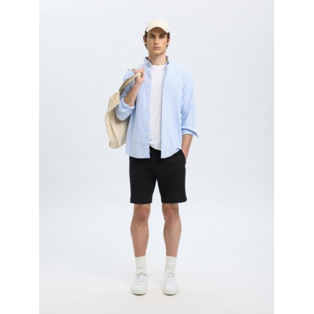 SELECTED Ανδρική Λινό Βερμούδα Leroy Sun Shorts 16097604-Black (Μαύρο)