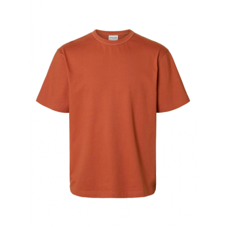 SELECTED Ανδρικό T-shirt Relaxed Fit SS O-NECK TEE 16097650-Etruscan Red (Κεραμιδί)