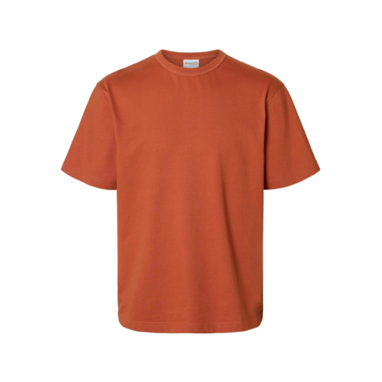 SELECTED Ανδρικό T-shirt Relaxed Fit SS O-NECK TEE 16097650-Etruscan Red (Κεραμιδί)