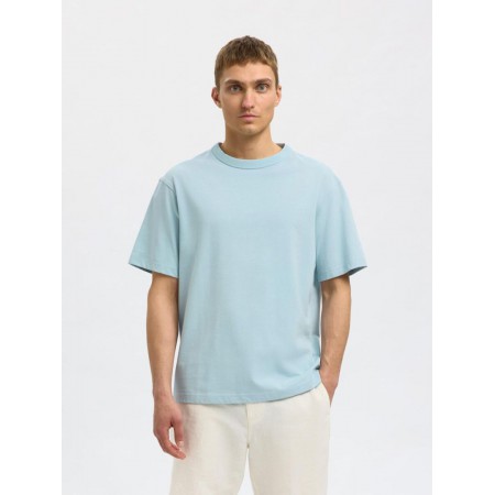 SELECTED Ανδρικό T-shirt Relaxed Fit SS O-NECK TEE 16097650-Winter Sky (Σιελ)