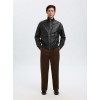 SELECTED Ανδρικό Δερμάτινο Μπουφάν Regular Fit Leather Bomber Jacket 16098284-Black (Μαύρο)