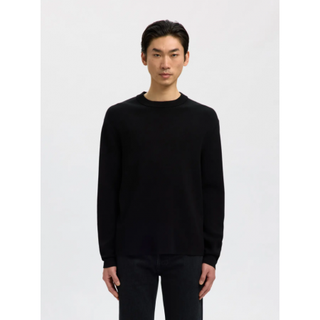 SELECTED Ανδρική Πλεκτή Μπλούζα Crew Neck Relaxed Fit 16099570-Black(Μαύρο)