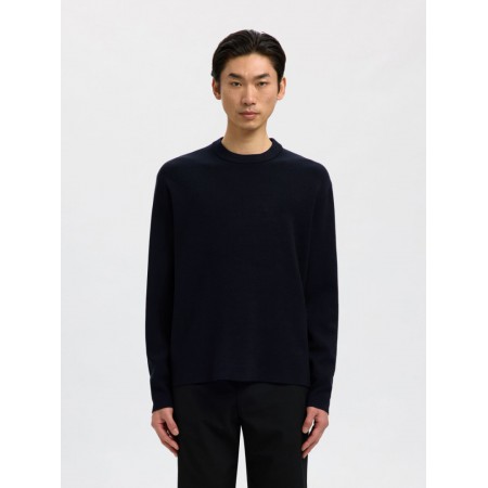 SELECTED Ανδρική Πλεκτή Μπλούζα Crew Neck Relaxed Fit 16099570-Sky Captain(Μπλε)