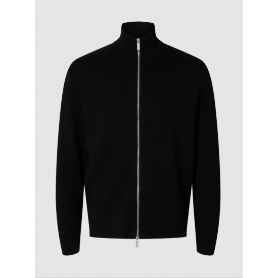 SELECTED Ανδρική Πλεκτή Ζακέτα Relaxed Fit Zip Cardigan 16099572-Black (Μαύρο)