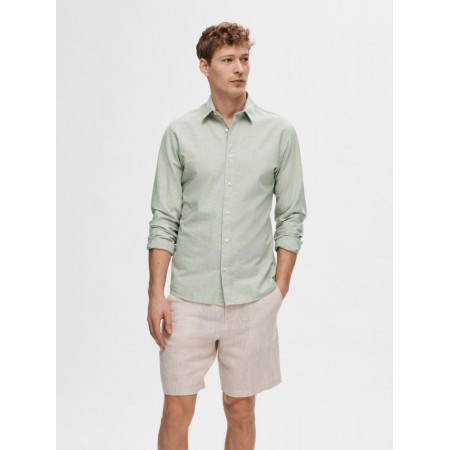 SELECTED Ανδρικό Πουκάμισο Λινό SLIMNEW-LINEN SHIRT LS CLASSIC 16079056-Olive Branch