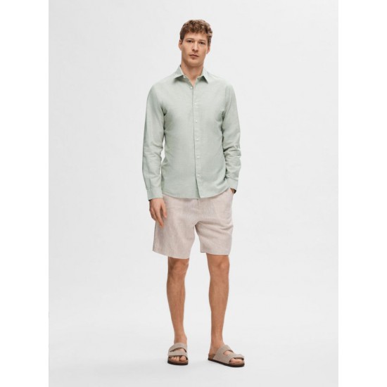 SELECTED Ανδρικό Πουκάμισο Λινό SLIMNEW-LINEN SHIRT LS CLASSIC 16079056-Olive Branch